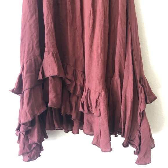 Free People One Adella Slip Mini Dress Mocha Lace Ruffle Strappy Boho Flowy S - Picture 4 of 8